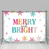 Lofaris Merry And Bright Colorful Snowflake Christmas Backdrop